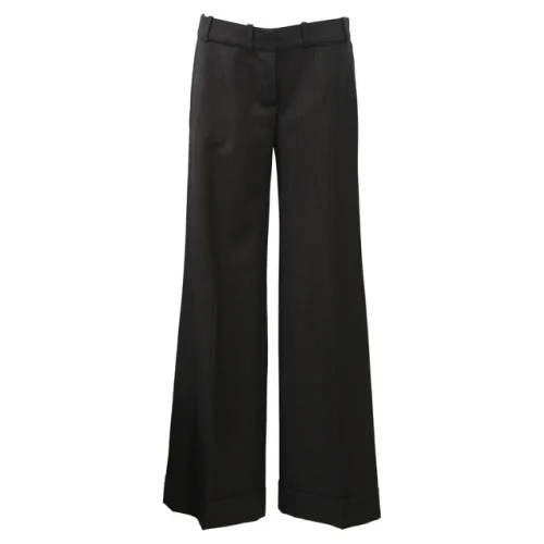 Chlo&eacute; Striped Trousers In Brown Wool Women Ochre Size 34