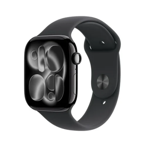 Apple Watch Series 11 [GPS 46mm] Smartwatch with Jet Black Aluminum Case and Black Sport Band - M/L