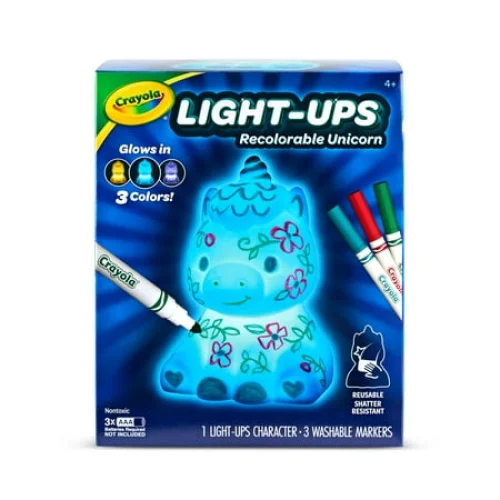 Crayola Light Ups Unicorn Reusable Holiday Craft Glow In The Dark Customizable Toy for Kids Ages 4+