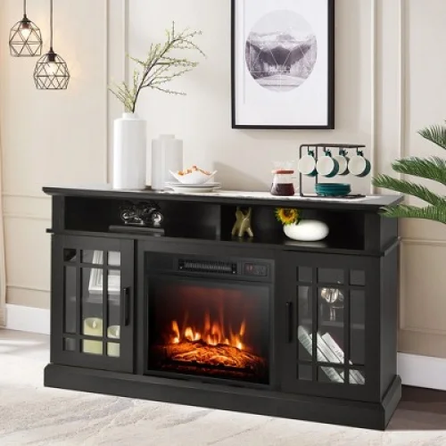 Costway 48" TV Stand Console Cabinet w/ Fireplace Entertainment Center For Living Room