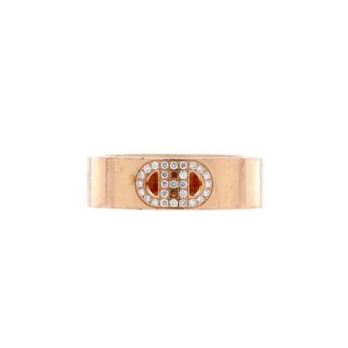 Hermes H d'Ancre Ring 18K Rose Gold and Diamonds Small