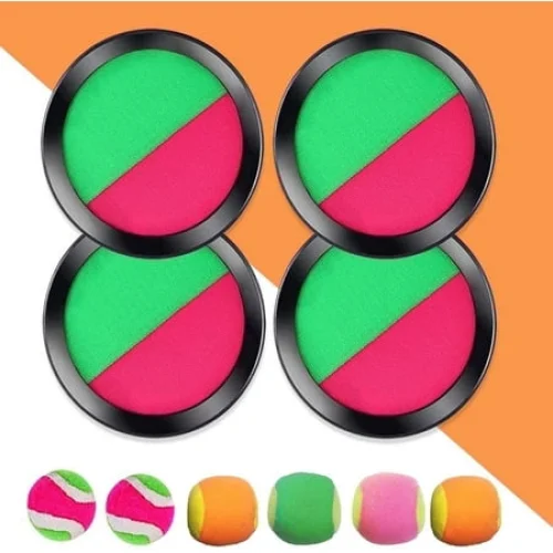 GVDV Toss and Catch Game Set with 4 Paddles & 6 Balls for Outdoor Games