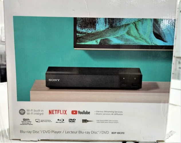 Sony BDP-BX370 Blu-ray Player Dolby TrueHD & DTS-HD built-in Wi-Fi w/ HDMI Cable