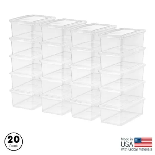 Inspired Essentials 5 Qt. Plastic Storage Bins with Lids, Stackable Storage Containers, Totes, 20Pk