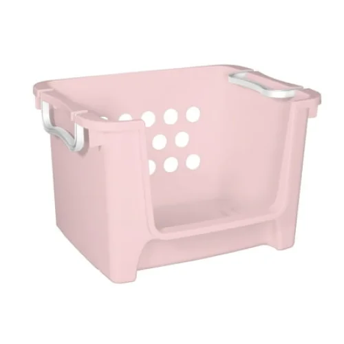 Your Zone Kids Open Front Stacking Toy Storage Bin with Handles, Pink - 20 7/8" L x 16 1/2" W x 13 1/8" H