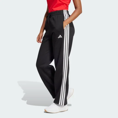 adidas women Essentials 3-Stripes Open-Hem Fleece Pants