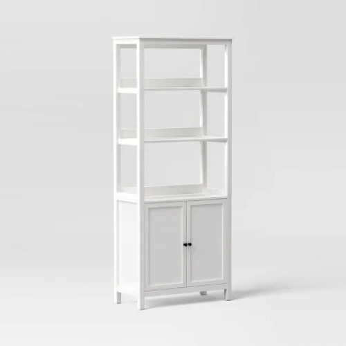72" Bookcase Traditional With Three Open Shelves and Cabinet Classic White - Room Essentials&trade;