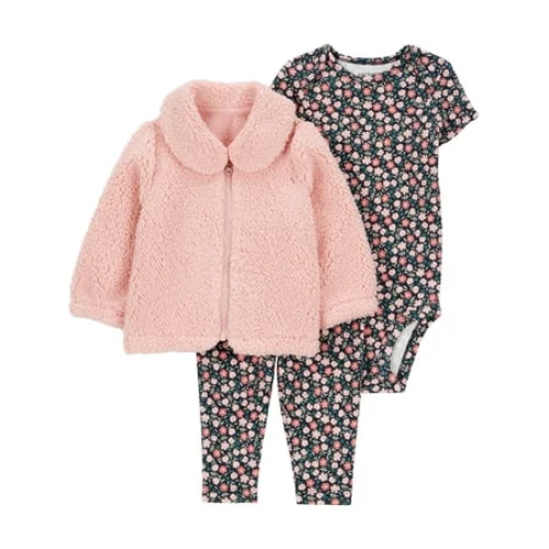 Carter's Child of Mine Baby and Toddler Girl Cardigan Outfit Set, 3-Piece, Sizes 0/3-24 Months