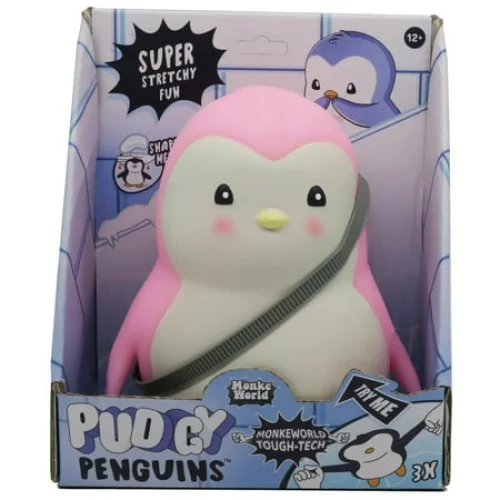 MonkeWorld: Pudgy Penguin - Pink - Squishies Fidget Toy, Shape-Stretch-Squeeze, Tough-Tech, Soft Animal Plush, Sensory Stress Relief Play, Collectible