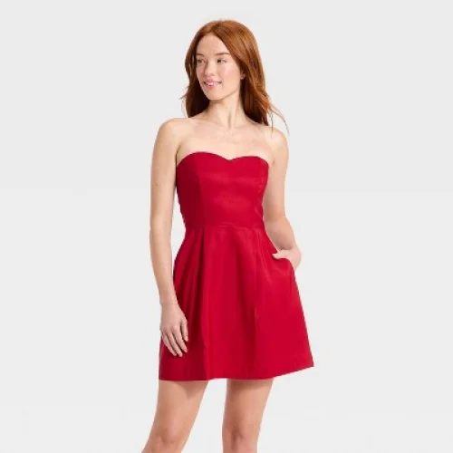 Women's Valentine's Mini Dress - A New Day&trade; Red XS - 100% Recycled Polyester Satin Fabric
