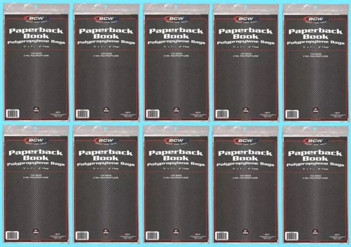 1000 BCW Paperback Book Bags with Flap 2 Mil 5 x 7-3/8 Storage Archival Covers