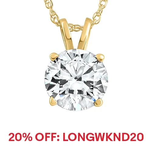 1 1/4Ct Lab Grown Solitaire Diamond Pendant Yellow Gold Necklace