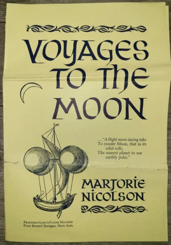 SIGNED! Vtg HC, Voyages to the Moon by Marjorie Nicolson, 1948 w letter, ad, etc