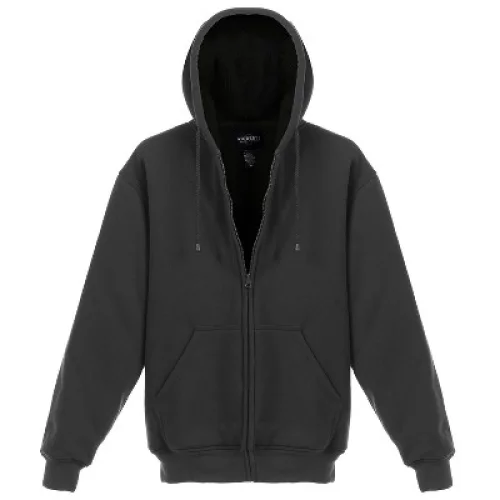 Men's Heavyweight Faux Shearling Lined Fleece Hoodie Jacket, 5X Large