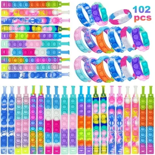 102 Piece Bracelet Party Favors Fidget Bracelets for Kids Gift Bag Fillers Classroom Prizes Toys