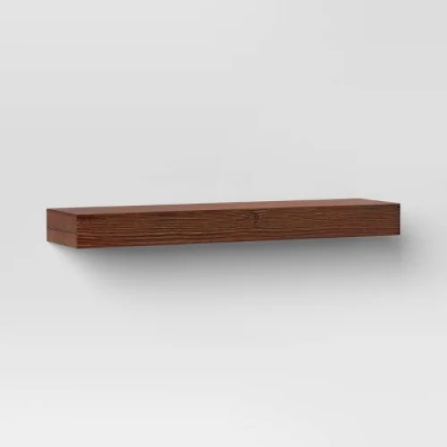 24" Floating Dark Wood Shelf Walnut Brown - Threshold&trade;: Wall-Mounted, Open Shelving