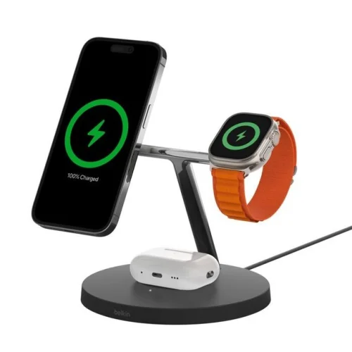 iPhone, Watch & AirPods MagSafe 3-in-1 15W Stand | Apple Certified | Belkin