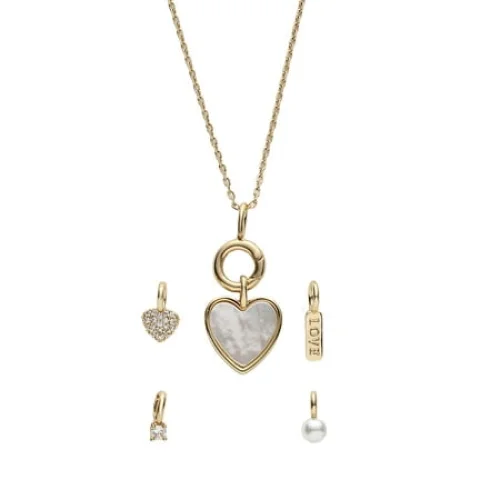 Believe by Brilliance Women's Charm Necklace with Mother of Pearl in 14KT Gold Flash Plated Brass