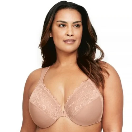 Glamorise Womens WonderWire Front-Closure Underwire Bra 1245 Cappuccino 48F
