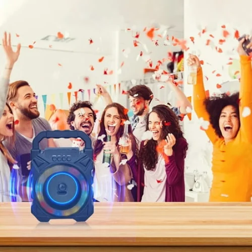 Portable Wireless Bluetooth Speaker with Colorful Light, Outdoor Use, TF Card, USB, AUX Audio Connection