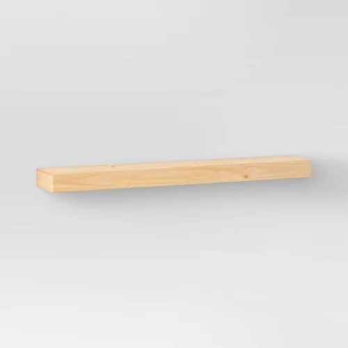 36" Floating Wood Shelf Natural - Threshold&trade;: Modern Storage, Open Shelving, Wall Mount, 33lb Capacity