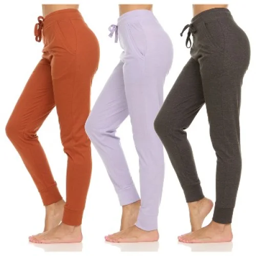 Womens Running Workout Yoga Leggings with Pockets and Ealstic Cuff, Color Pack C, S, Pack Of 3