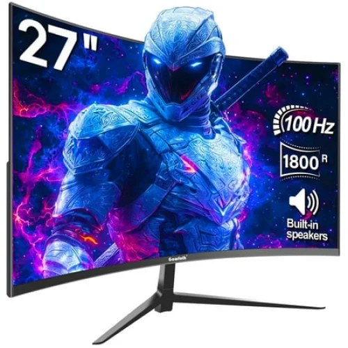 Gawfolk 27" Curved Monitor &ndash; 100Hz Computer Pc Full HD (1080p),Gaming 1800R Radius, Built-In Speakers, HDMI