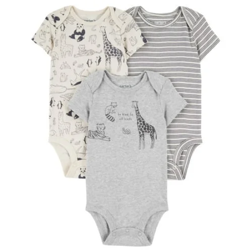 3-Pack Carter's Child of Mine Baby Bodysuits, Sizes Preemie-18 Months, Short-Sleeve Bodysuits for Baby Boy