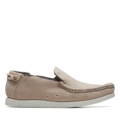 Clarks Mens ShacreLiteStep Beige Suede Casual Loafer Moccasin Shoes