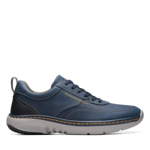 Clarks Mens Pro Lace Blue Leather Casual Sneakers Shoes