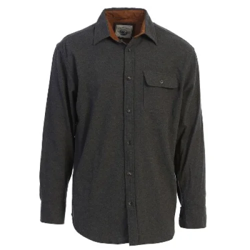 Gioberti Men's 100% Cotton Brushed Solid Flannel Shirt with Corduroy Contrast, Charcoal, Medium
