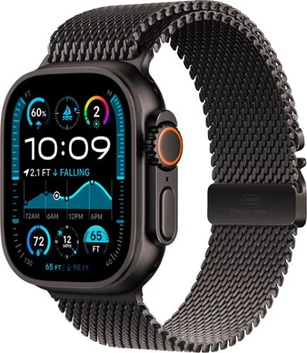 Apple Watch Ultra 2 (GPS+Cellular) 49mm Titanium Case with Black Titanium Milanese Loop - Medium - Black (Verizon) - (2024)