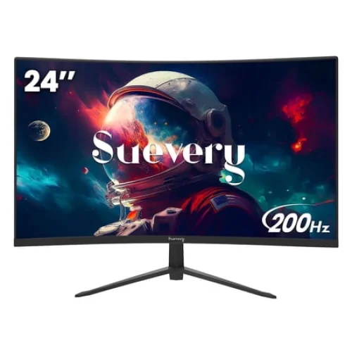 Suevery 24" Curved Gaming Monitor - 200Hz, 1080P FHD, 99s RGB, FreeSync, Frameless, HDMI/DP, Black