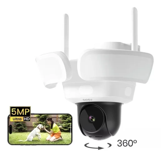 AOSU Floodlight Camera Wired, 3K UHD Security Camera Outdoor, 360&deg; Surveillance