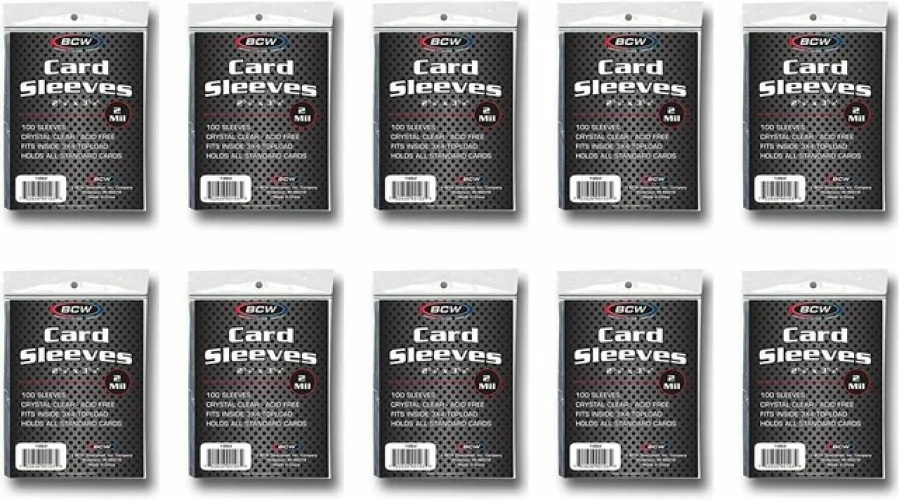 1000 BCW STANDARD CARD PENNY SLEEVES 2 5/8 X 3 5/8 10 PACKS OF 100