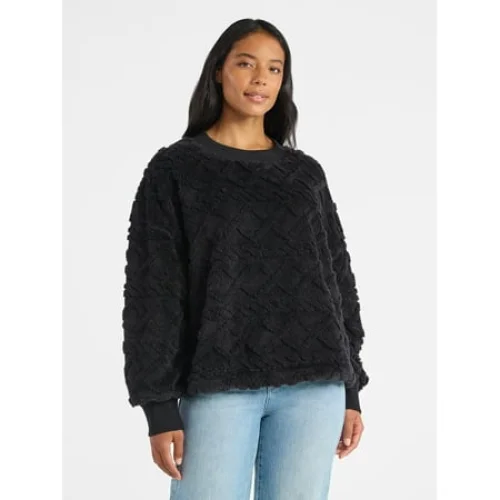Time & Tru Women's Jacquard Pullover Sweater, Sizes XS-XXXL