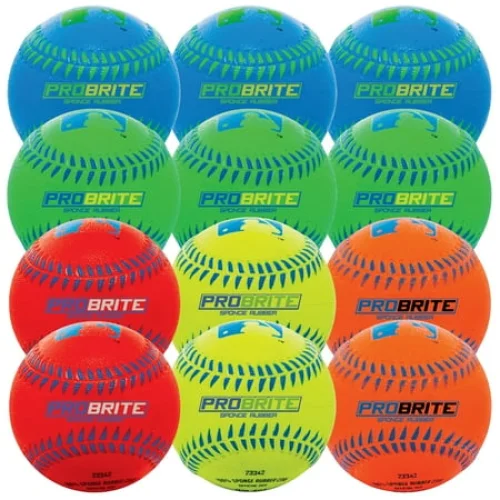 Franklin Sports Probrite Neon Rubber Tee Ball, Colors Vary, 12 pack