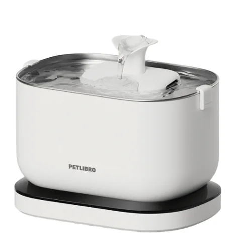 PETLIBRO - Dockstream Stainless Steel 2.5L Cat and Dog Drinking Fountain with Battery Operation - White