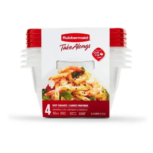 4-Pack Rubbermaid TakeAlongs 5.2-Cup Deep Squares Food Storage Containers, Chili, Ideal for Meal Prep