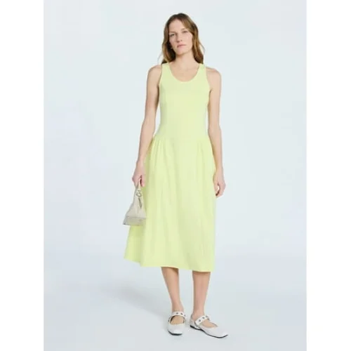 Scoop Women's and Women's Plus Stretch Cotton Blend Midi Basque Dress, Sizes XS-4X