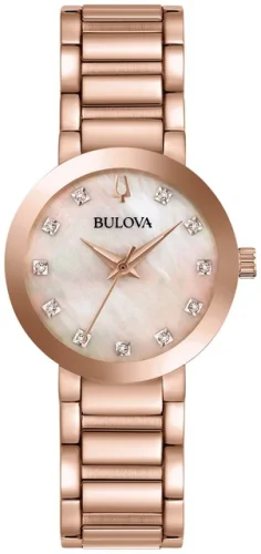 Bulova Women's Quartz Diamond Accent Rose Gold Watch 30MM 97P132
