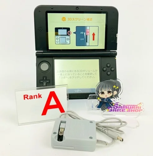 Nintendo 3DS LL XL Blue Black Console & AC Adapter Japanese Language Only 0906