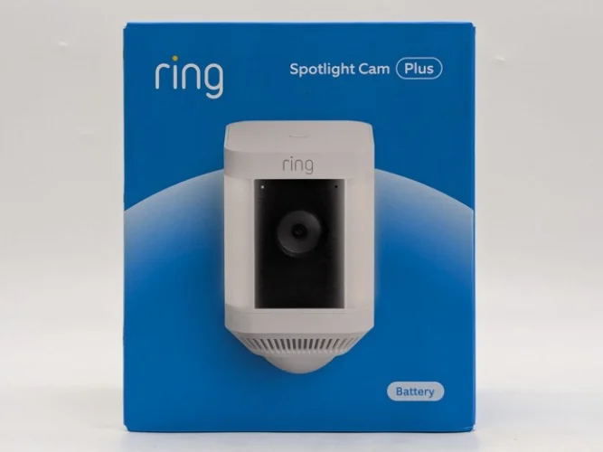 Ring - Spotlight Cam Plus Outdoor/Indoor Wireless 1080p Battery Camera - White