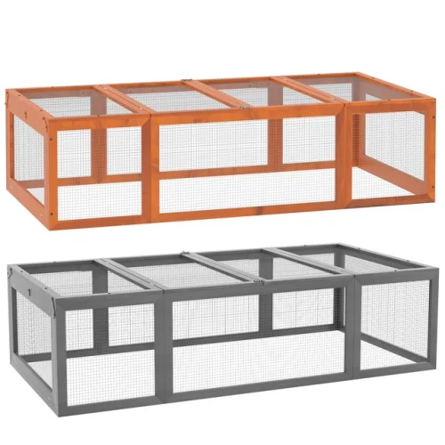 PawHut Large Wooden Rabbit Hutch Small Animal Habitat Enclosure