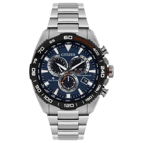 Citizen Men's Land Perpetual Calendar Eco-Drive Silver Watch 45 MM CB5034-58L