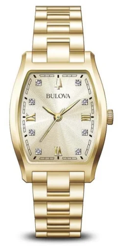 Bulova Women's Diamond Accent Quartz Gold Stainless Steel Watch 26MM 97P160