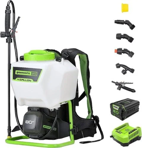 Greenworks - 80V 4 Gallon Backpack Sprayer with 2Ah Battery & Charger - Green