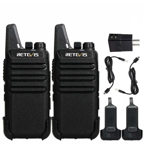 2 Pack RT22 Walkie Talkie Long Range FRS Rechargeable VOX Portable Two Way Radio