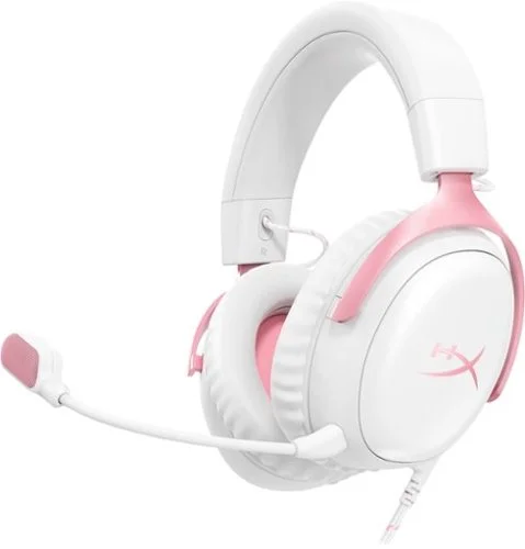 HyperX - Cloud III Wired Gaming Headset for PC, PS5, PS4, Xbox Series X|S, Xbox One, Nintendo Switch, and Mobile - White/Pink