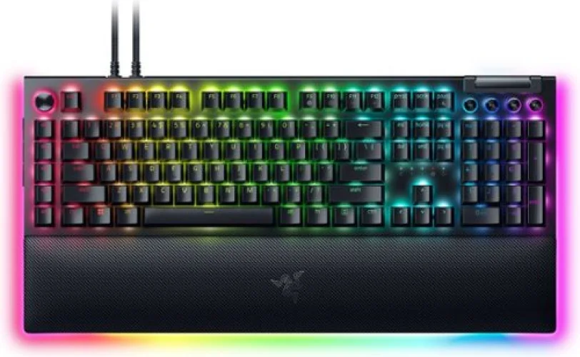 Razer - BlackWidow V4 Pro Full Size Wired Mechanical Green Clicky Switch Gaming Keyboard with Chroma RGB Backlighting - Black